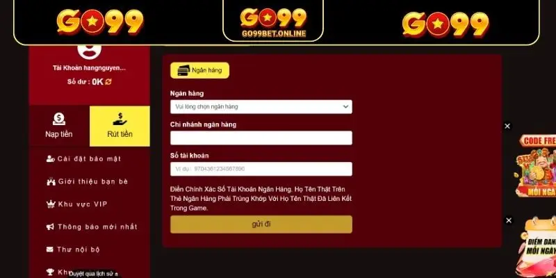 Khám phá các phương thức để rút tiền GO99